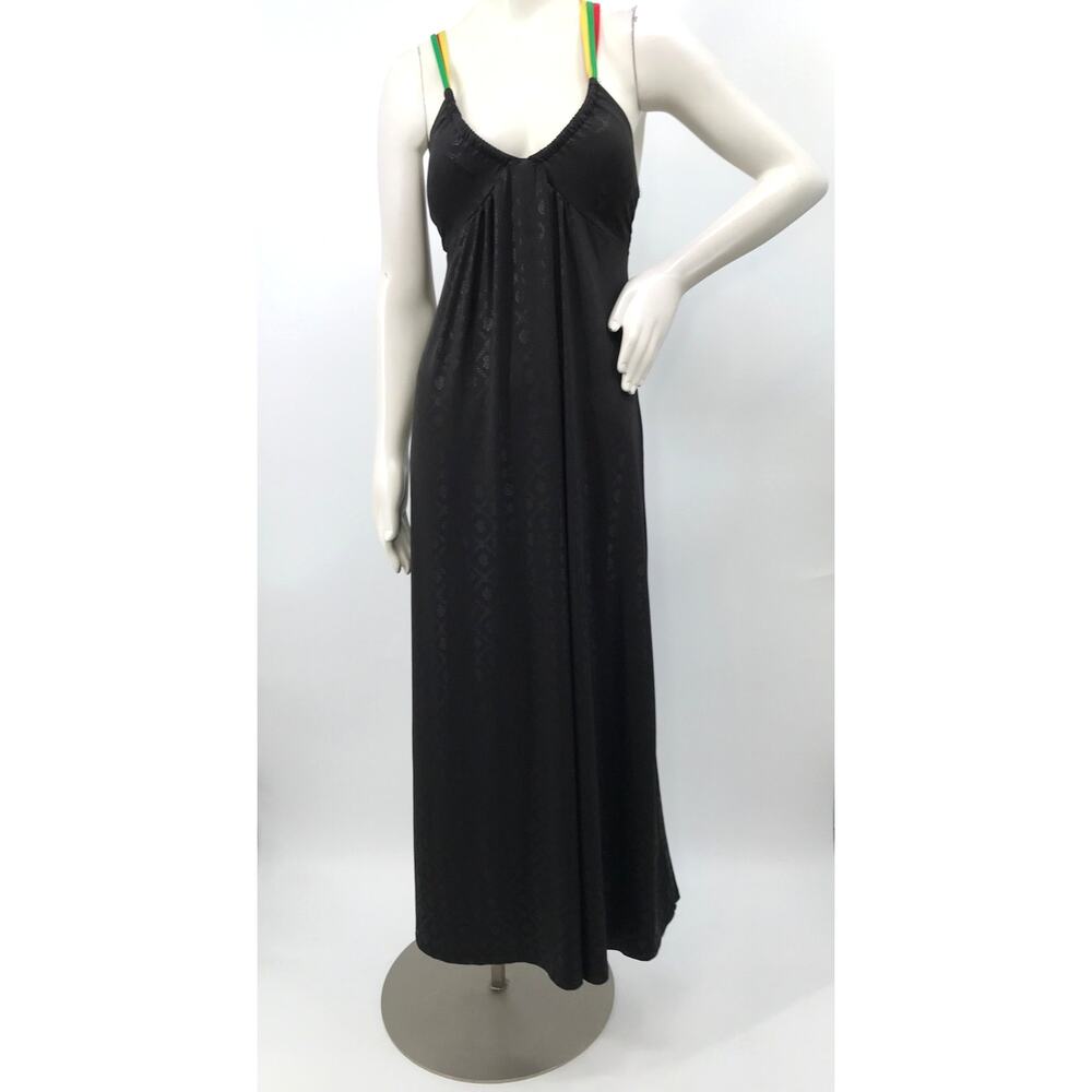 COOGI Vintage Black Monogram Strappy Maxi Dress Size S Y2K